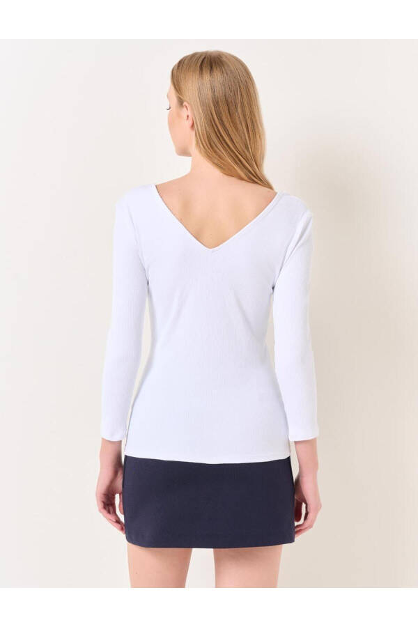 White U Neck Truvakar Sleeve Basic T-shirt - 5