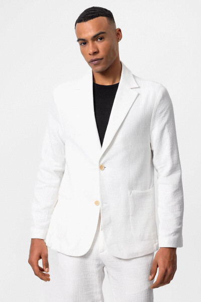 White Unlined Pocket Bag Men's Blazer Jacket - 13