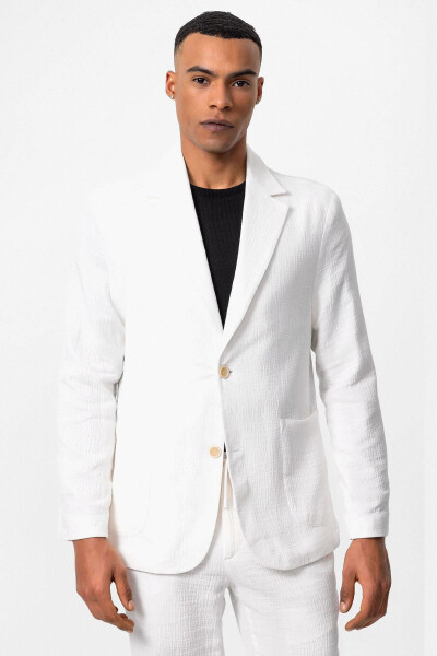 White Unlined Pocket Bag Men's Blazer Jacket - 15