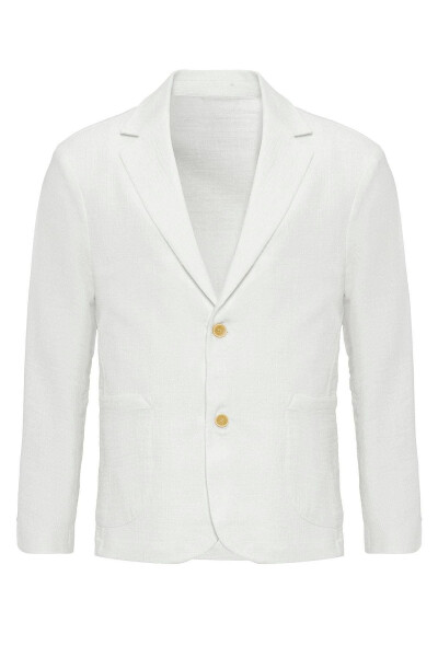 White Unlined Pocket Bag Men's Blazer Jacket - 6