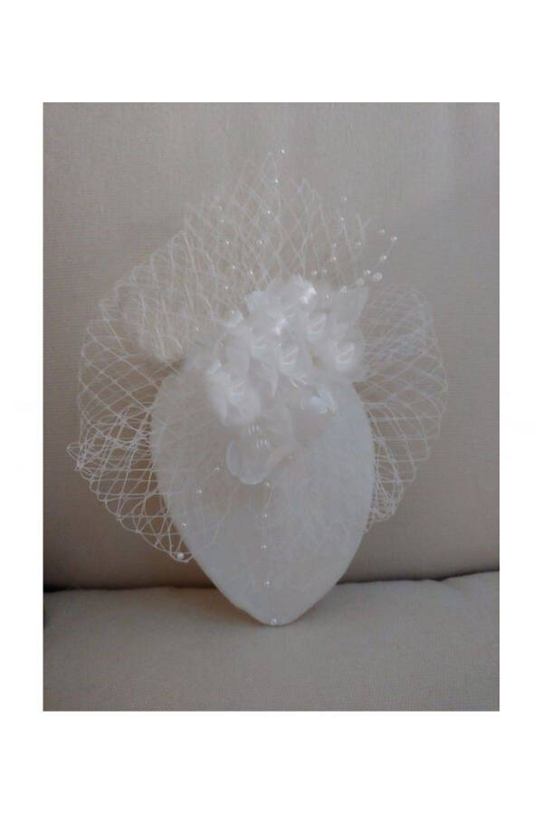 White Veil Triangle Base Veil, Cap, Wedding Hat, Wedding Cap, Bridal Hair Accessory Laser Flower Cap - 1