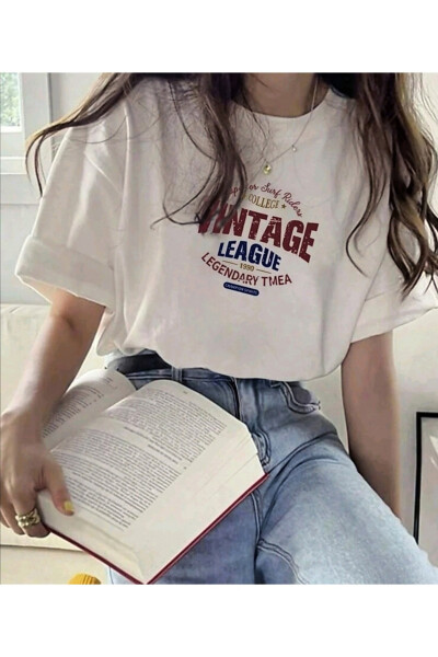 White Vintage Printed T-shirt - 7