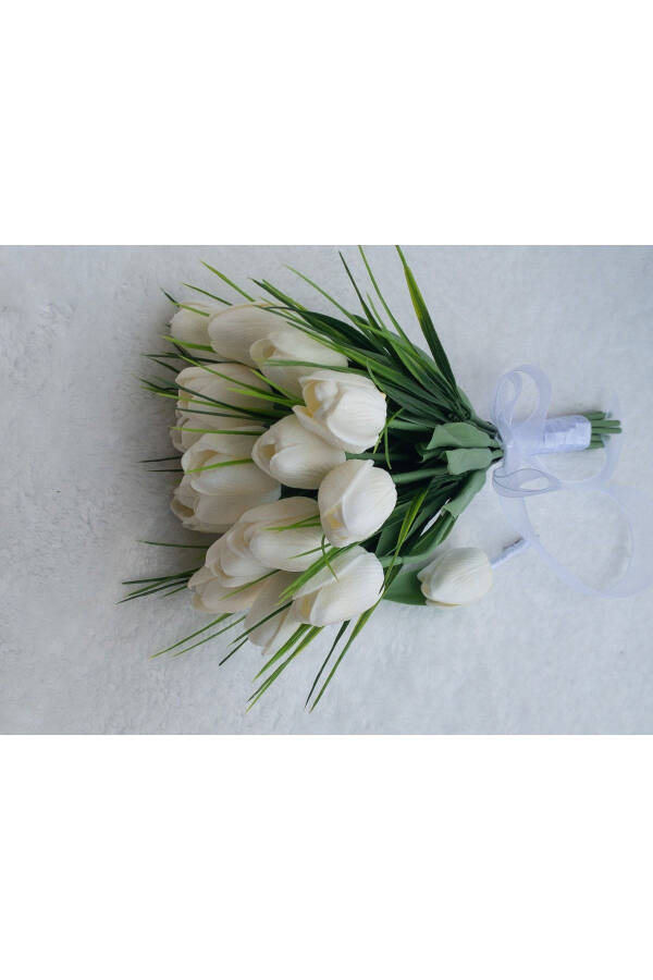 White Wet Tulip Bridal Bouquet - 4