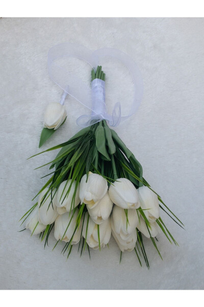 White Wet Tulip Bridal Bouquet - 6