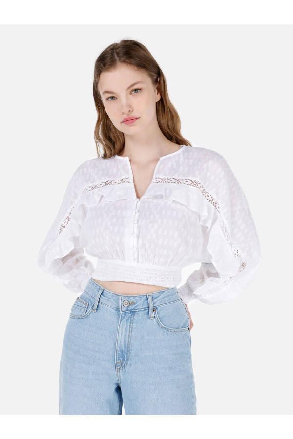 White women's blouse with a pattern - 1