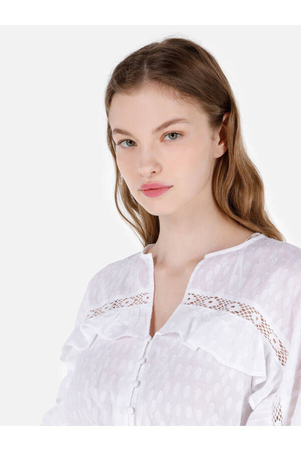 White women's blouse with a pattern - 4