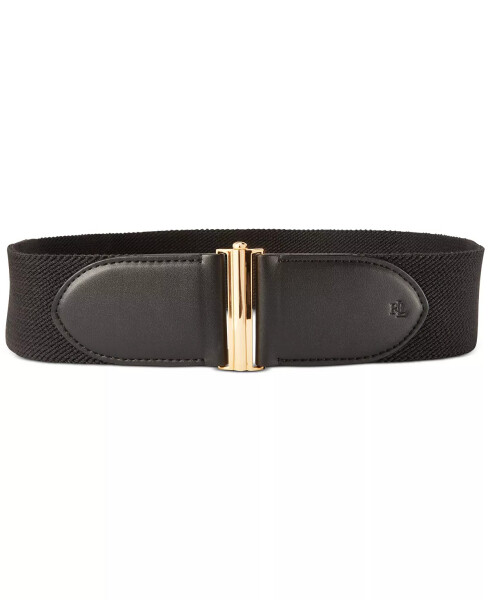 Wide Interlock Buckle Stretch Belt Black/Gold - 1