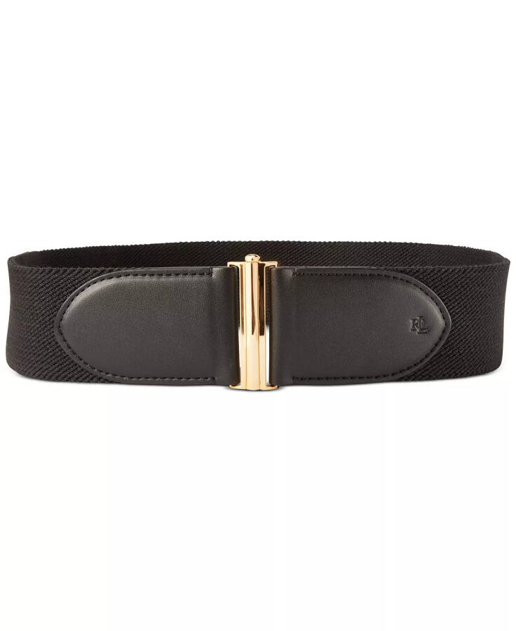 Wide Interlock Buckle Stretch Belt Black/Gold - 1