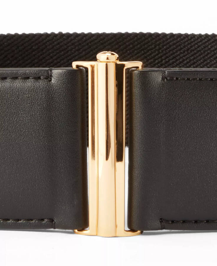 Wide Interlock Buckle Stretch Belt Black/Gold - 2