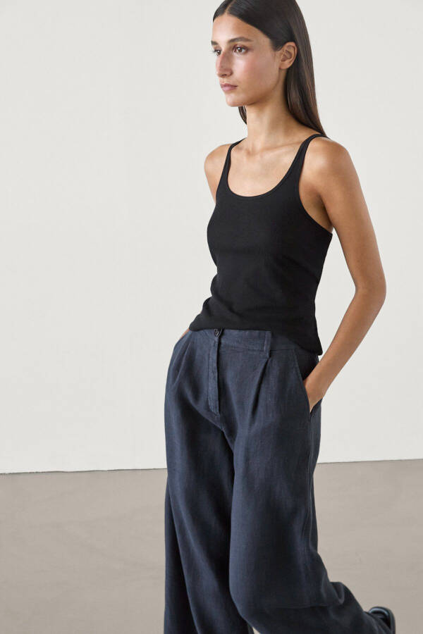 Wide leg, 100% linen stretch pants. - 3