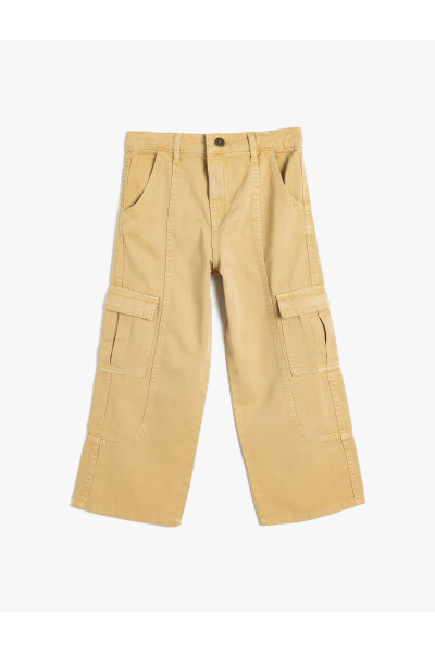 Wide leg, cotton cargo pants. - 4