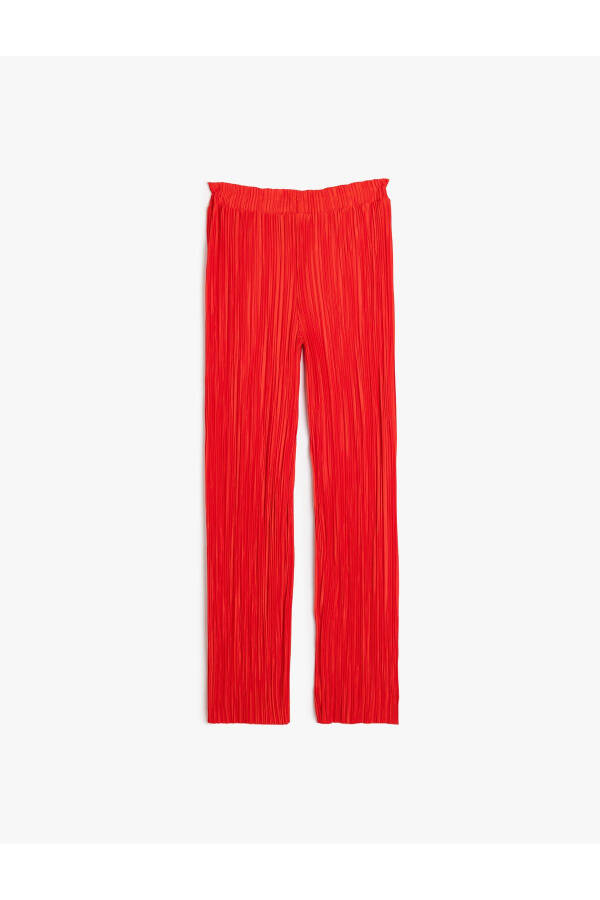 Wide leg, elastic waist, textured pants. - 5