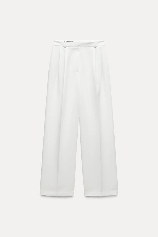 Wide Leg High Waist Pants - Off White - 10