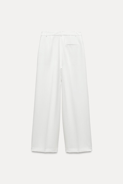 Wide Leg High Waist Pants - Off White - 11