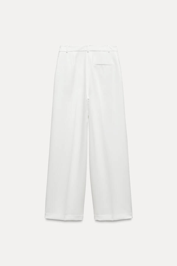 Wide Leg High Waist Pants - Off White - 11