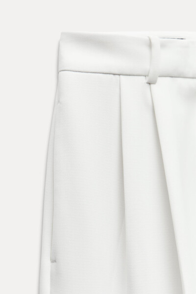 Wide Leg High Waist Pants - Off White - 12