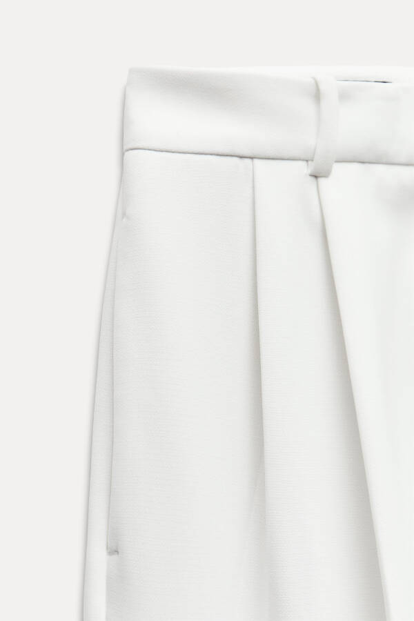 Wide Leg High Waist Pants - Off White - 12