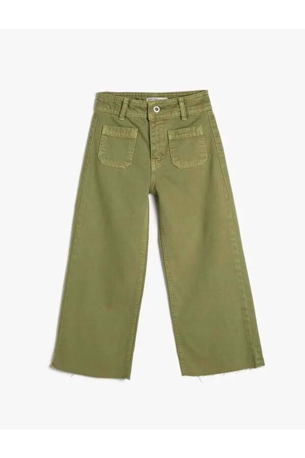 Wide leg jeans for girls, Khaki - 1