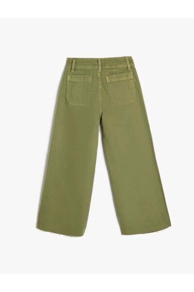 Wide leg jeans for girls, Khaki - 2