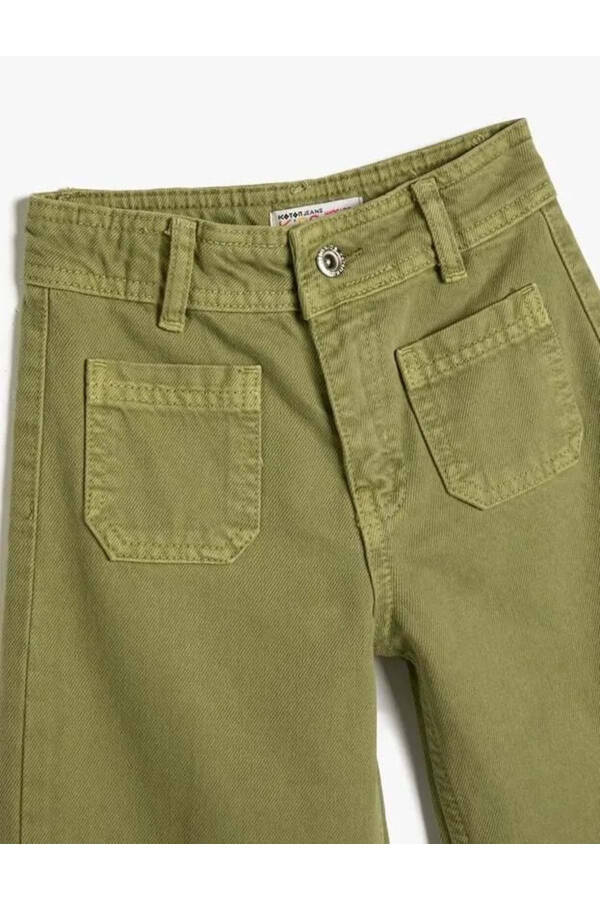 Wide leg jeans for girls, Khaki - 3