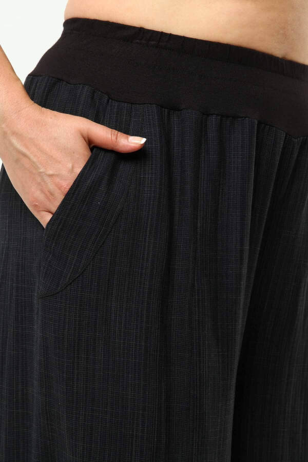 Wide Leg Large Size Linen Pants Black - 8