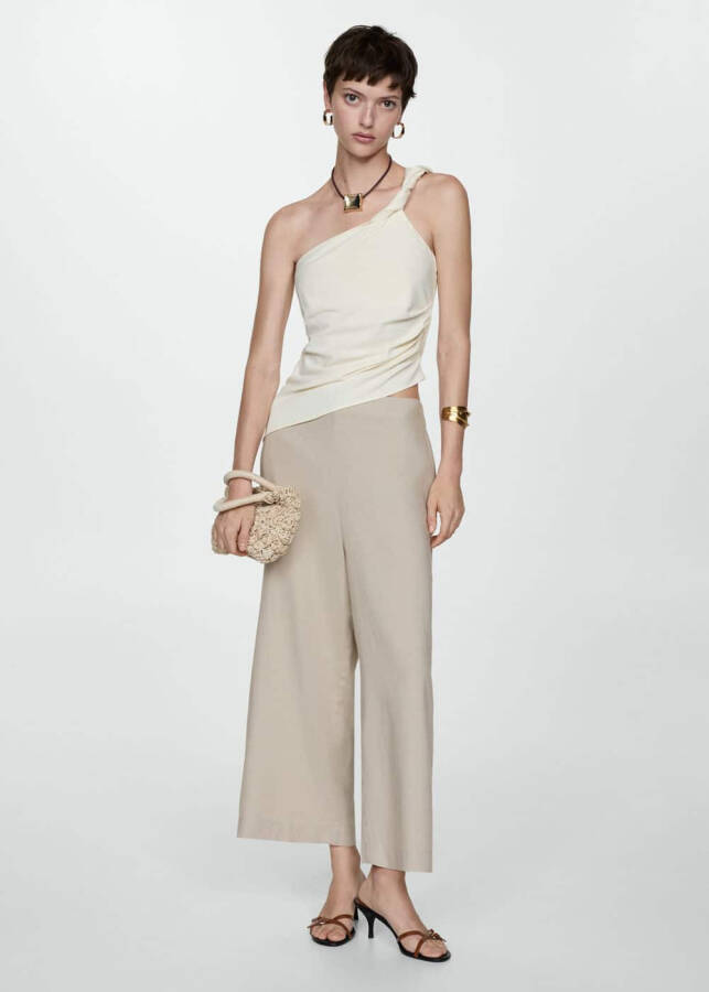 Wide Leg Linen Pants - 4