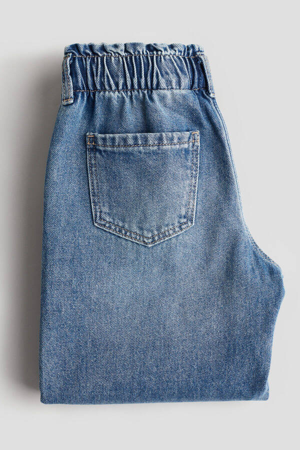 Wide Leg Paper Bag Waist Denim Pants - 2