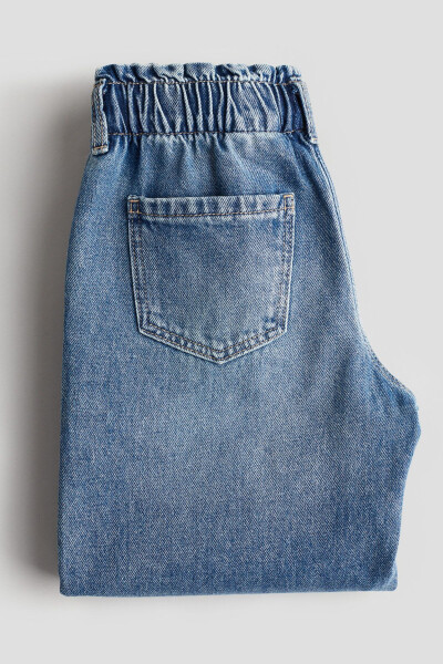 Wide leg, paper bag waist, high waisted jeans. - 1