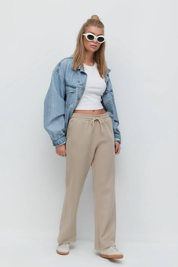 Wide Leg Spanish Leg Sweatpants 804 Stone - 2