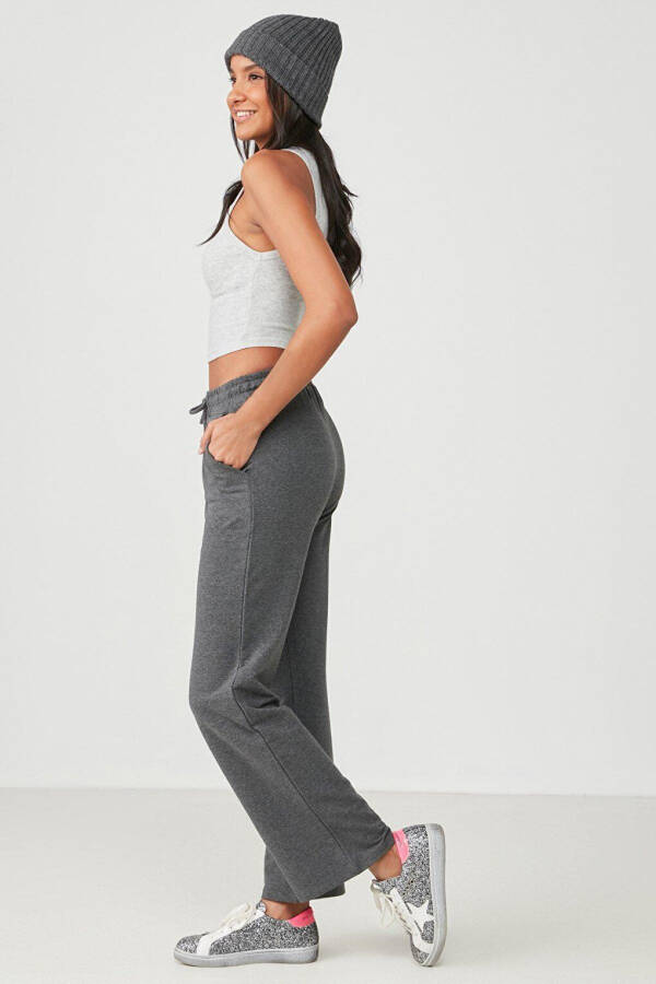 Wide Leg Spanish Trousers Sweatpants 736 Anthracite - 3