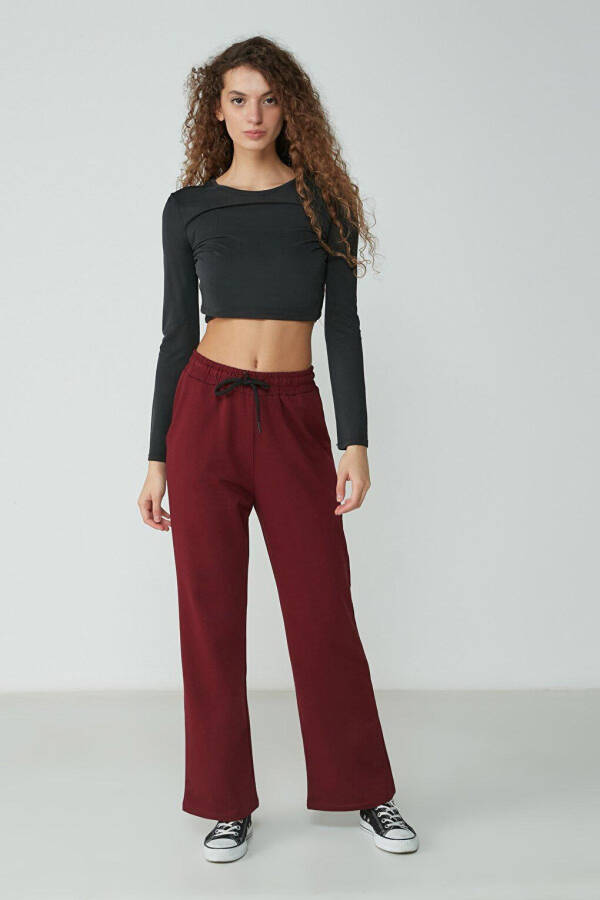 Wide Leg Spanish Trousers Sweatpants 736 Burgundy - 1