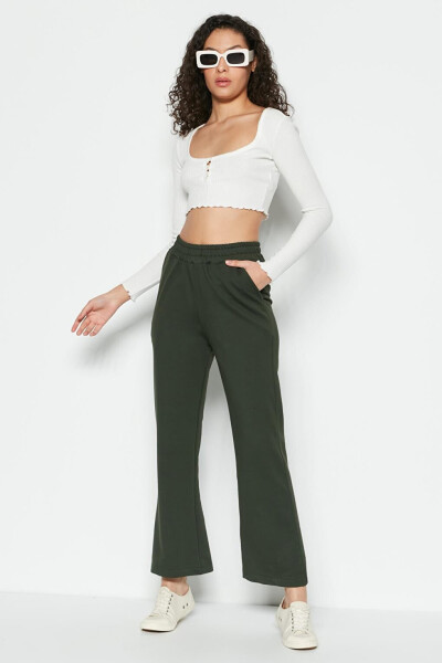 Wide Leg Spanish Trousers Sweatpants 736 Khaki - 1