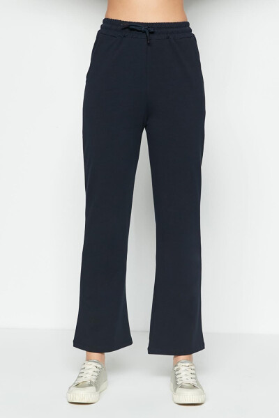 Wide Leg Spanish Trousers Sweatpants 736 Navy - 4