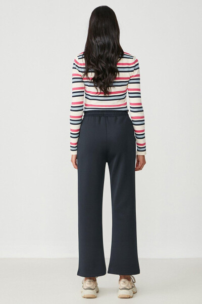 Wide Leg Spanish Trousers Sweatpants 804 Navy - 4