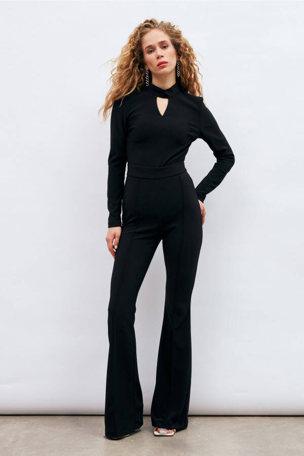 Wide Leg Trousers - Black - 2