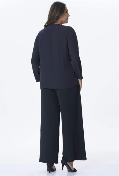 Wide Leg Trousers with Two Layers and Front Pockets - 2