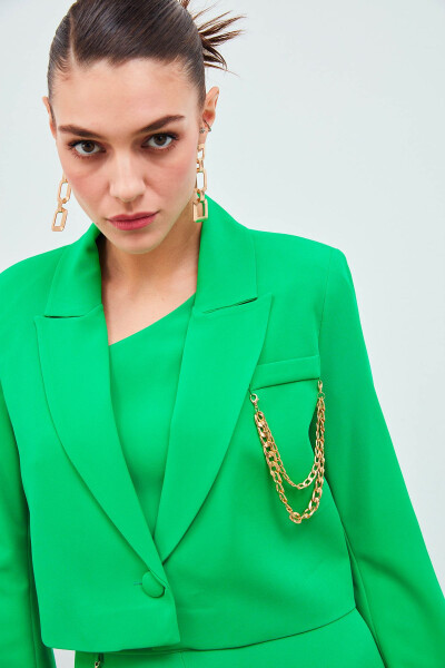 Wide Sleeve Detail Accessory Jacket - Green - 2