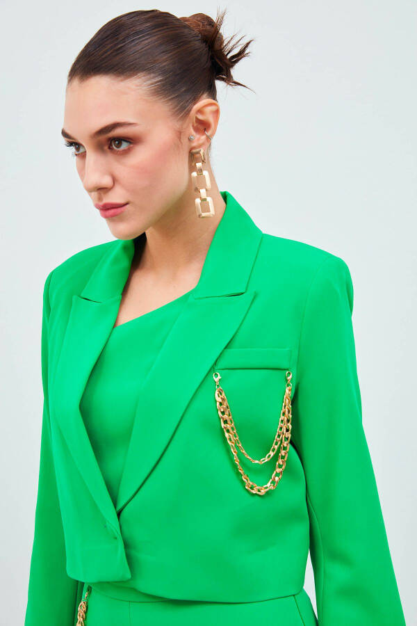 Wide Sleeve Detail Accessory Jacket - Green - 3