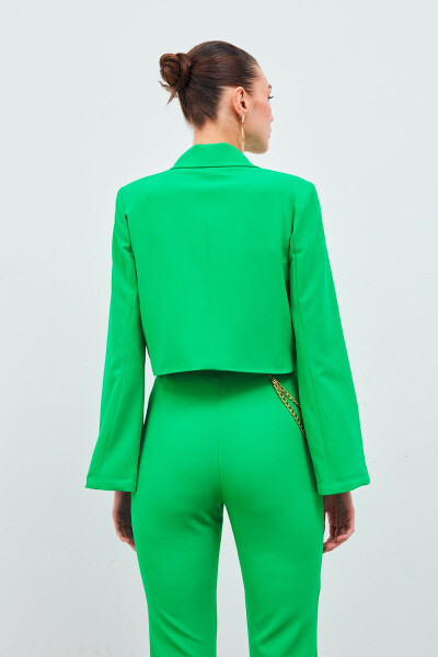 Wide Sleeve Detail Accessory Jacket - Green - 4