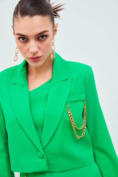 Wide Sleeve Detail Accessory Jacket - Green - 6