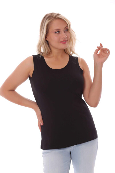 Wide Strapped Basic Black Blouse - 11