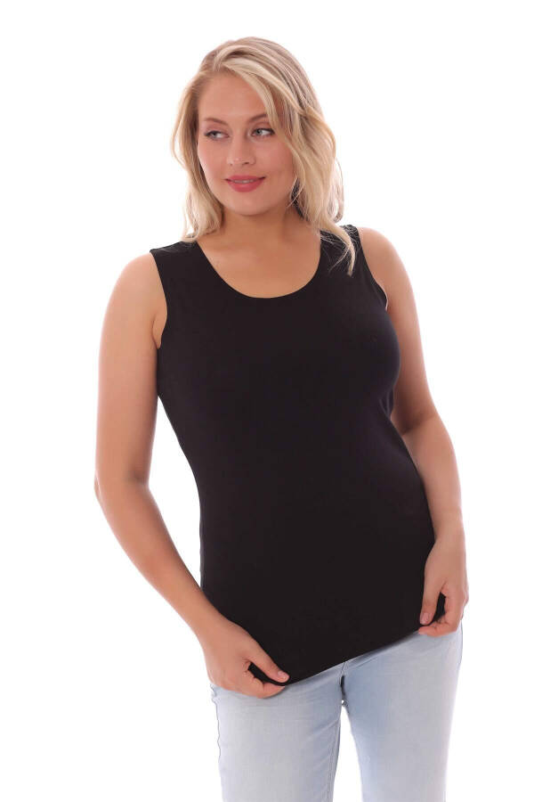 Wide Strapped Basic Black Blouse - 17