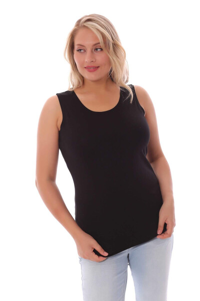 Wide Strapped Basic Black Blouse - 18