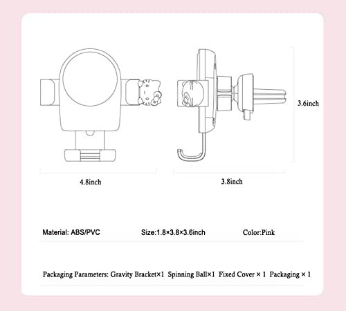 WIEEZN Sevimli Araba Telefon Tutucu, Pembe Kedi Havalandırma Klipsli Araba Telefon Tutucu, Tüm Cep Telefonlarına Uygun, Kadınlar ve Kızlar İçin Şık Araba Aksesuarları - 4