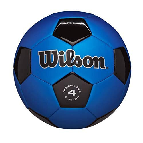 WILSON Traditional Soccer Ball, Adult, Size 4, Black/Royal - 1