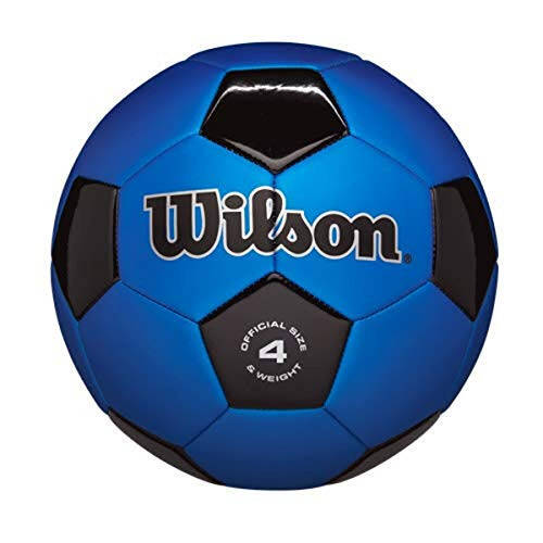 WILSON Traditional Soccer Ball, Adult, Size 4, Black/Royal - 1