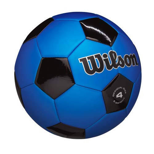 WILSON Traditional Soccer Ball, Adult, Size 4, Black/Royal - 2