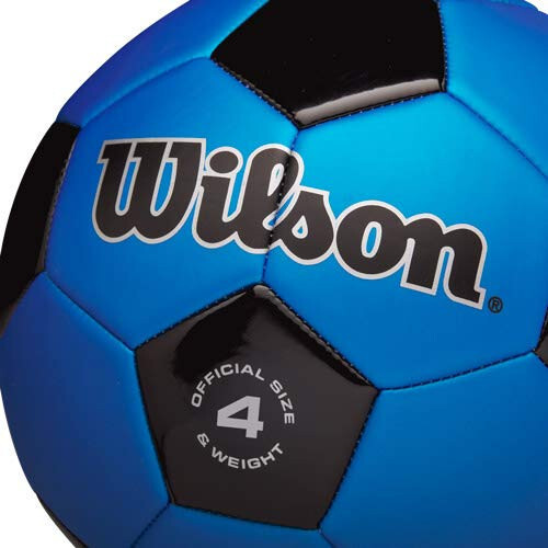 WILSON Traditional Soccer Ball, Adult, Size 4, Black/Royal - 3