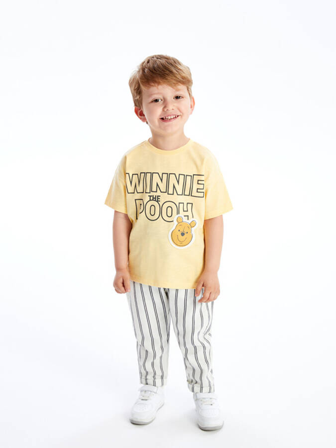 Winnie the Pooh Printed Baby Boy Short-Sleeved T-shirt and Trousers 2-Piece Set - 1