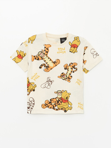 Winnie the Pooh Printed Baby Boy T-Shirt and Dungaree Set with Bike Neck Short Sleeves - 2